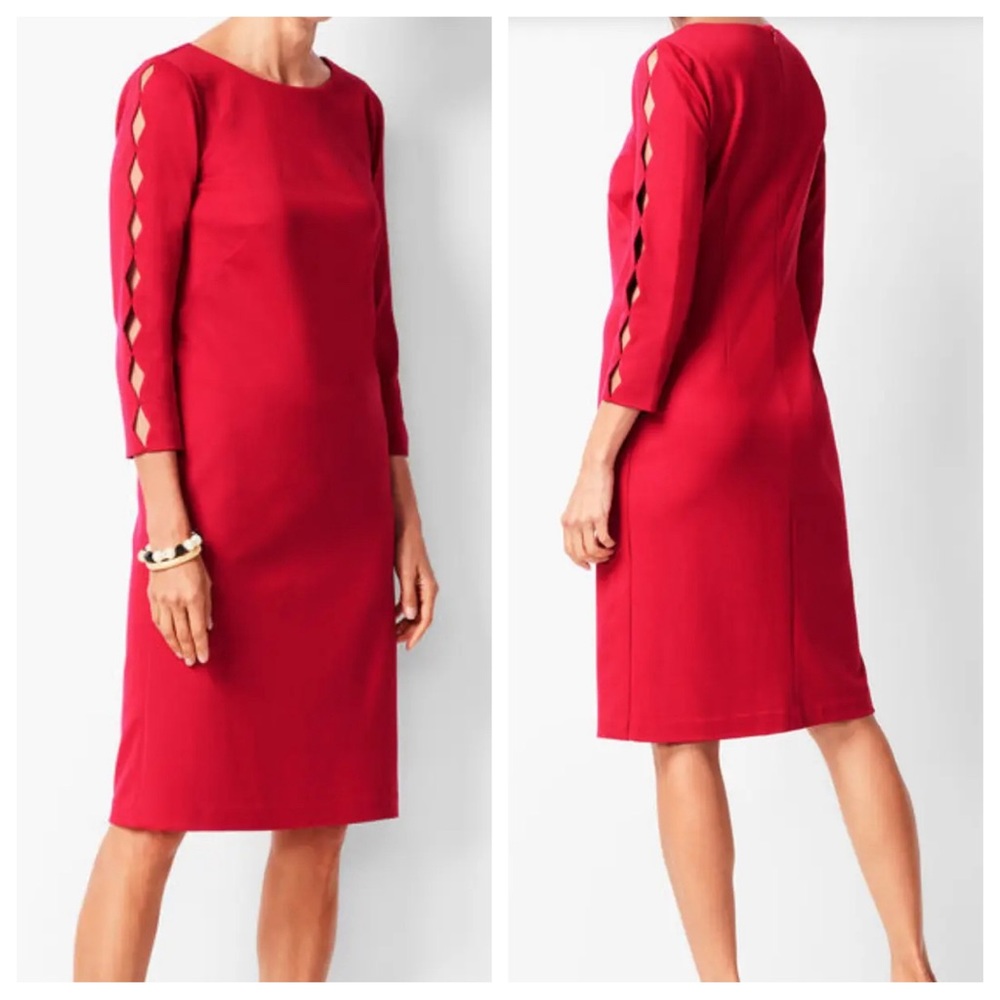 RSVP by Talbots Red Sheath Dress Cut-Out Arms 8P